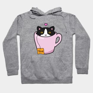 Sweet tuxedo cat in a tea cup Hoodie